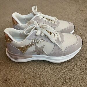 Vintage Havana Sneakers Womens 8.5 Beige Nude Glitter Run Shoes